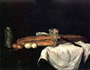 Paul Cézanne - Martwa natura z chlebem i jajkami (1)