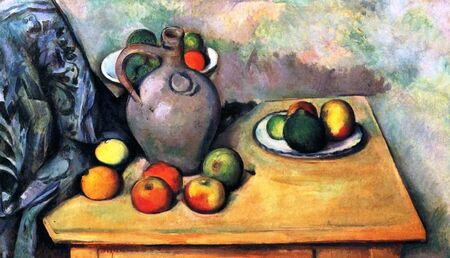 Paul Cézanne - Dzbanek i owoce na stole (1)