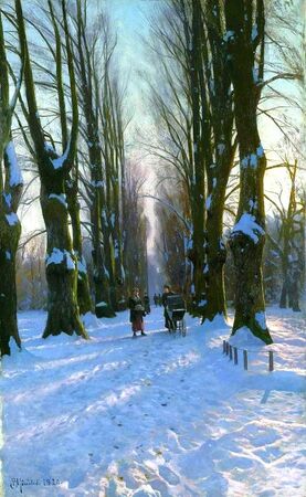 Peter Monsted - Zimowy krajobraz. Wieczorna Poświata (1)