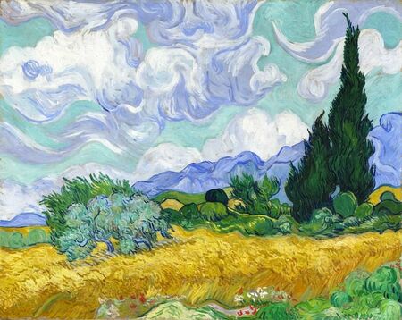 Vincent van Gogh -  Pole pszenicy z cyprysami (1)