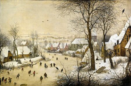 Pieter Bruegel - Zimowy pejzaż z łyżwiarzami i pułapką na ptaki (1)