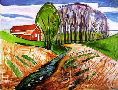 Edvard Munch - Wiosenny krajobraz z czerwonym domem (1)