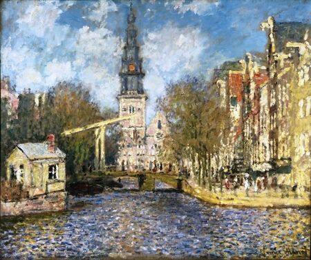 Claude Monet -  Zuiderkerk, Amsterdam (Patrząc w górę Groenburgwal) (1)