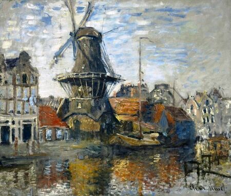 Claude Monet - Wiatrak na Onbekende Gracht, Amsterdam (1)