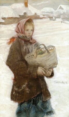 Teodor Axentowicz - Portret dziewczynki z koszem (1)