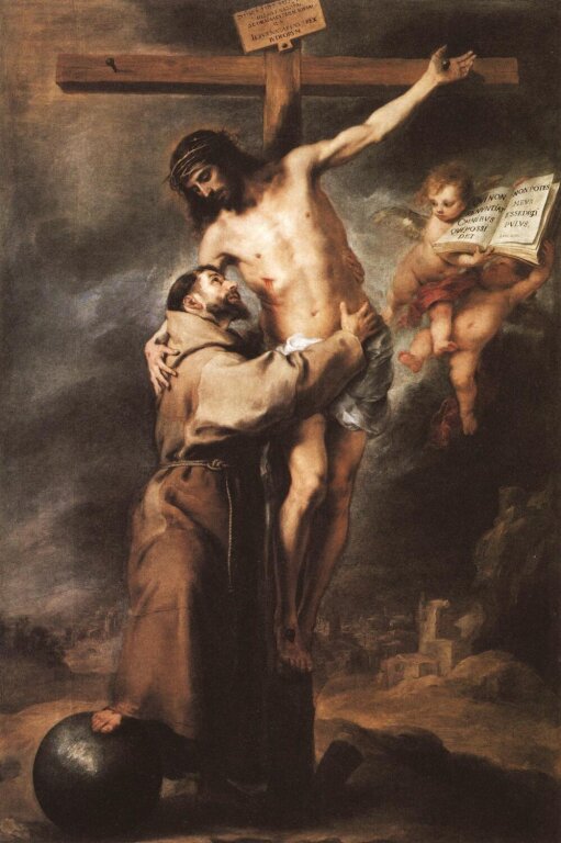 Murillo - Święty Franciszek obejmujący Chrystusa na Krzyżu