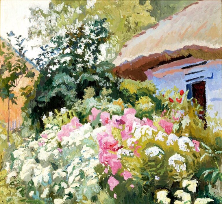Stanisław Kamocki - Kwiaty przed chatą