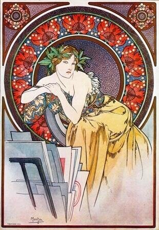 Alfons Mucha - Girl With Easel (Dziewczyna przy sztaludze)
