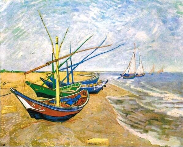 Vincent van Gogh - Łodzie rybackie na plaży w Saintes Maries de la Mer 