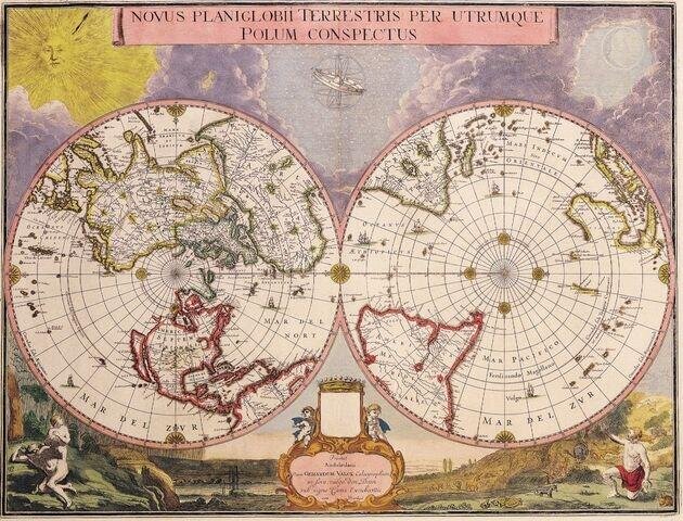 1695r. - Novus Planiglobii Terrestris Per Utrumque Polum Conspectus (Nowy Plan Globu Ziemskiego z każdego bieguna) (1)