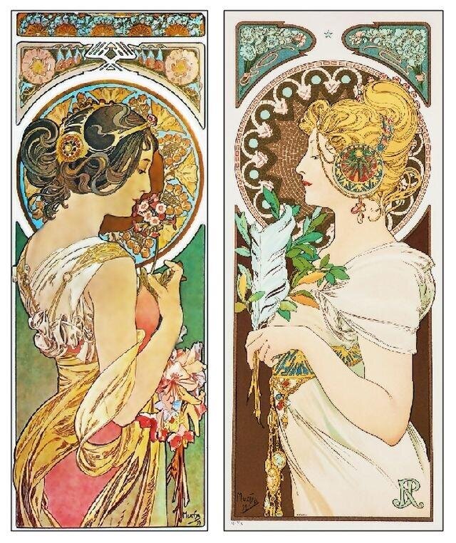 Alphonse Mucha - DYPTYK - PIÓRO I PIERWIOSNEK