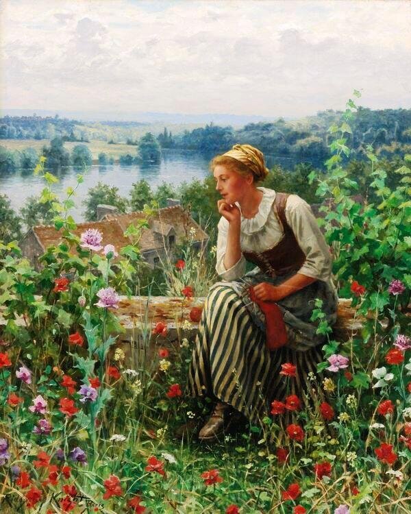 Daniel Ridgway Knight - Dziewczyna w ogrodzie