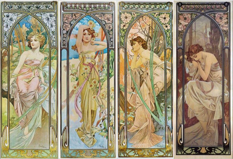 Alfons Mucha - Pory dnia (Zestaw 4 obrazy)